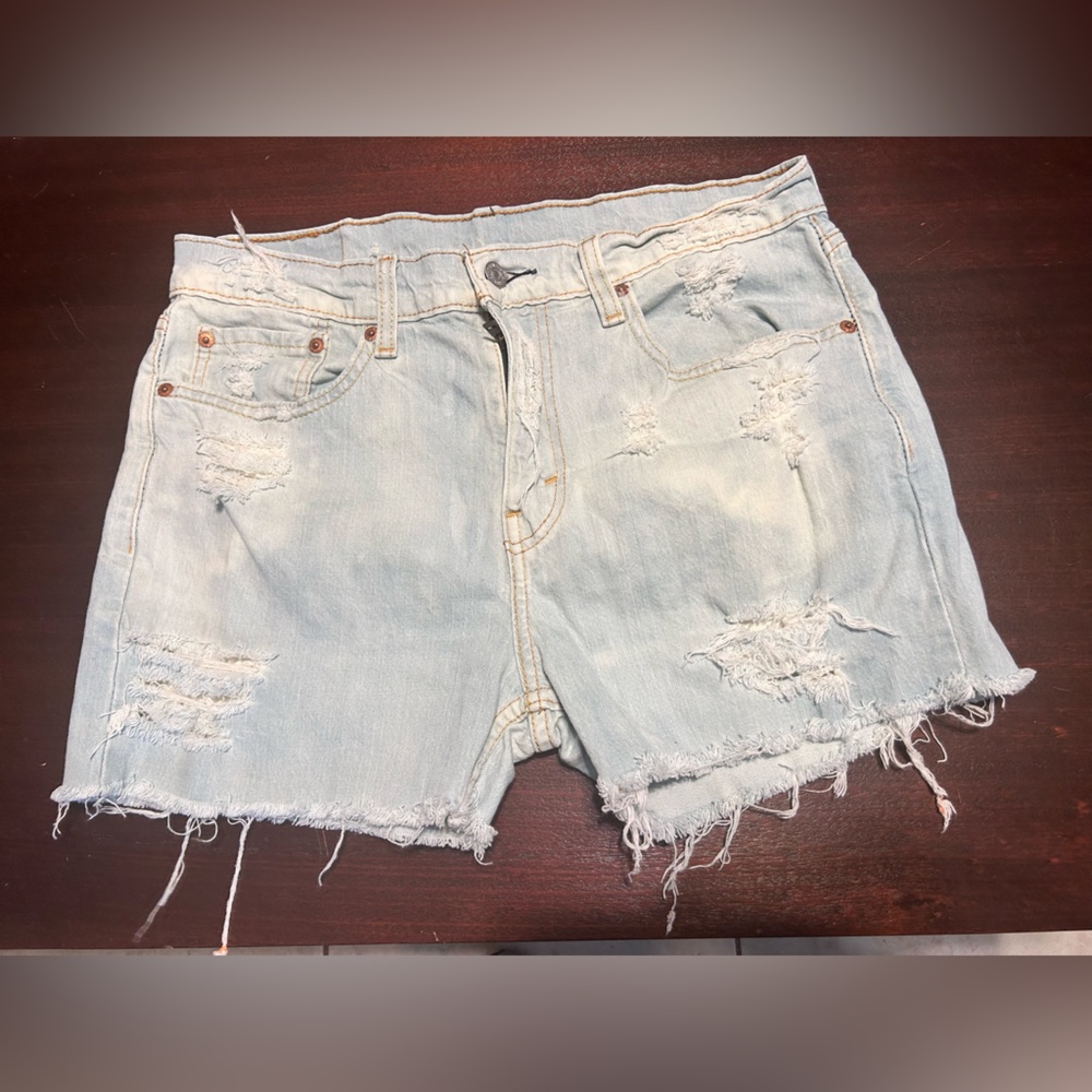 Vintage Levi's Light Blue Distressed Jean Shorts